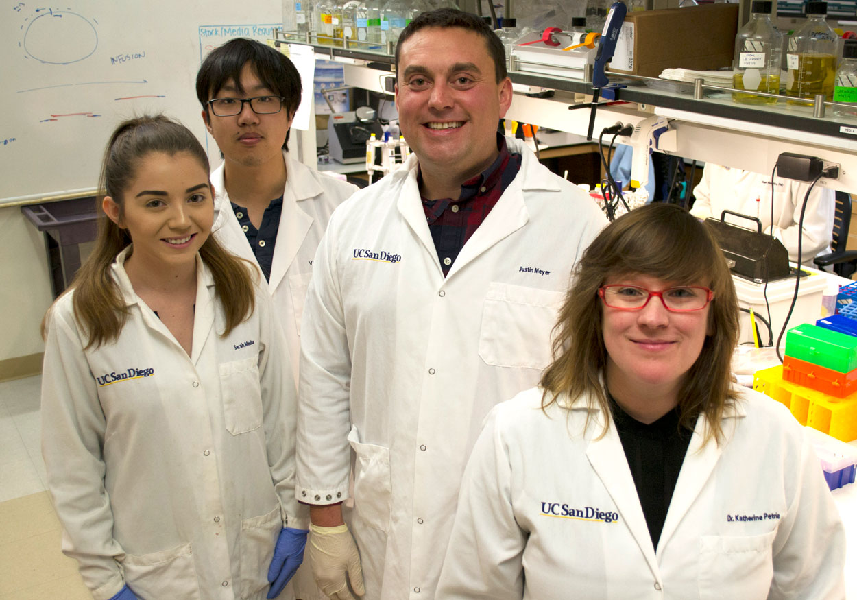 Sarah Medina, Victor Li, Justin Meyer, and Katherine Petrie standing and smiling at the camera